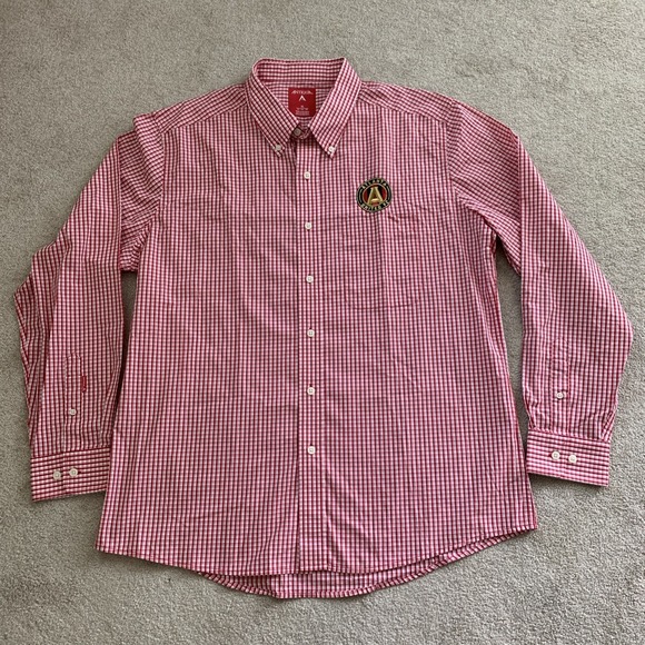 Antigua Other - Atlanta‎ United FC Shirt Mens XL Red Check Button Up Business Long Sleeve